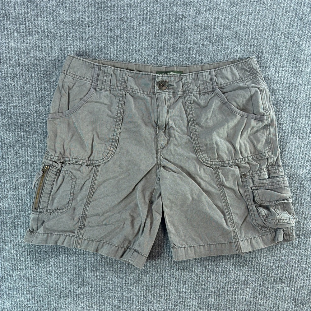 Eddie Bauer Womens Gray Cargo Hiking Shorts Ripstop Utility 12 Gorpcore Summer